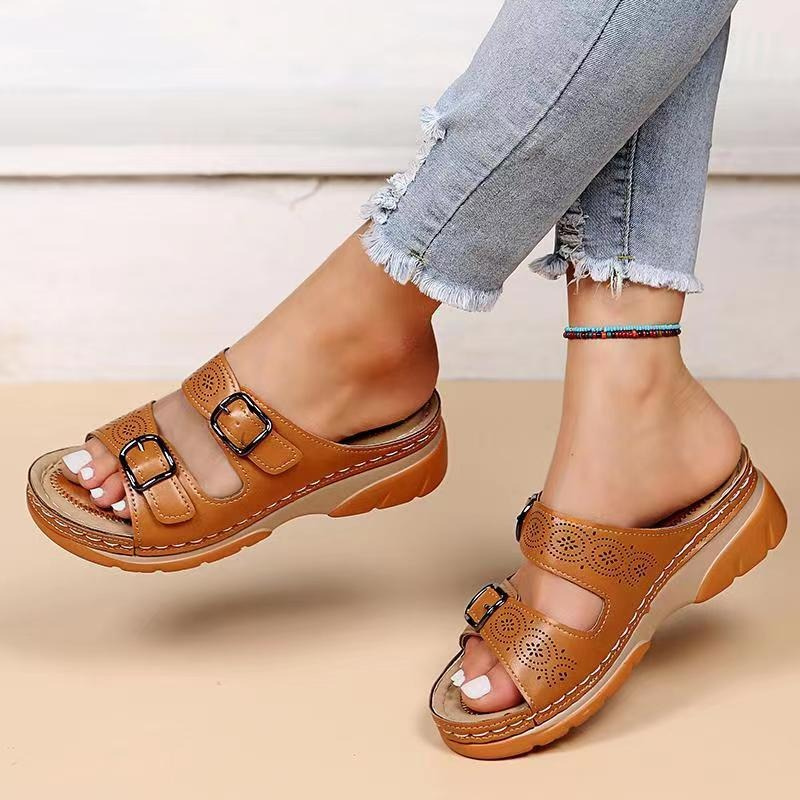 Comode sandali da donna con fibbie – Pantofole ortopediche slip-on per la vita quotidiana e l'estate