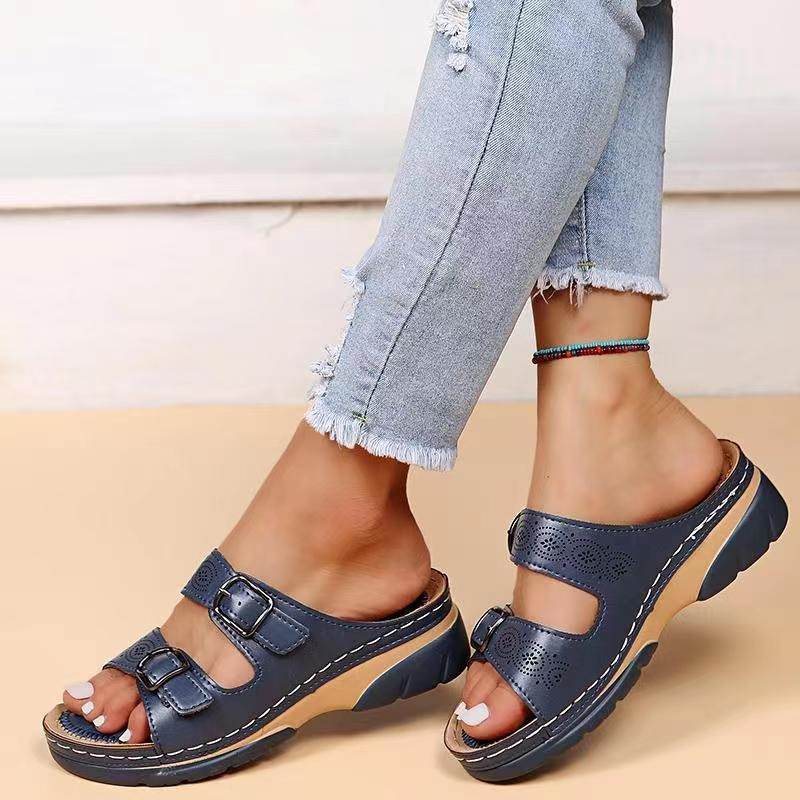 Comode sandali da donna con fibbie – Pantofole ortopediche slip-on per la vita quotidiana e l'estate