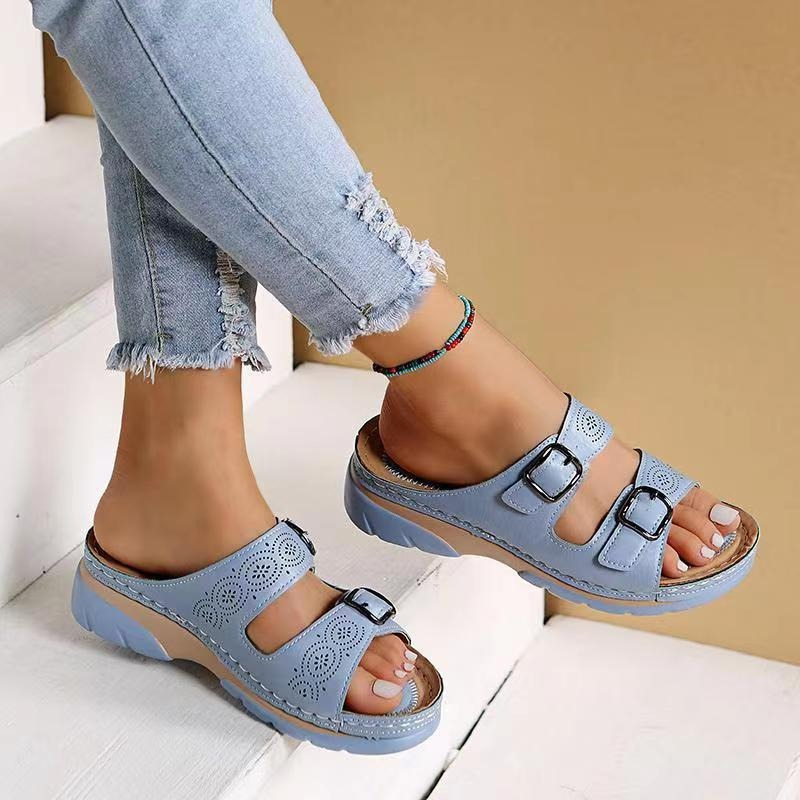 Comode sandali da donna con fibbie – Pantofole ortopediche slip-on per la vita quotidiana e l'estate