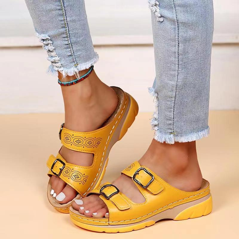 Comode sandali da donna con fibbie – Pantofole ortopediche slip-on per la vita quotidiana e l'estate
