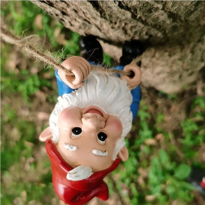 Gnometto arrampicatore con corda – Figura decorativa divertente per giardino e balcone