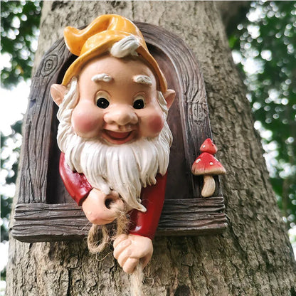 Gnometto arrampicatore con corda – Figura decorativa divertente per giardino e balcone