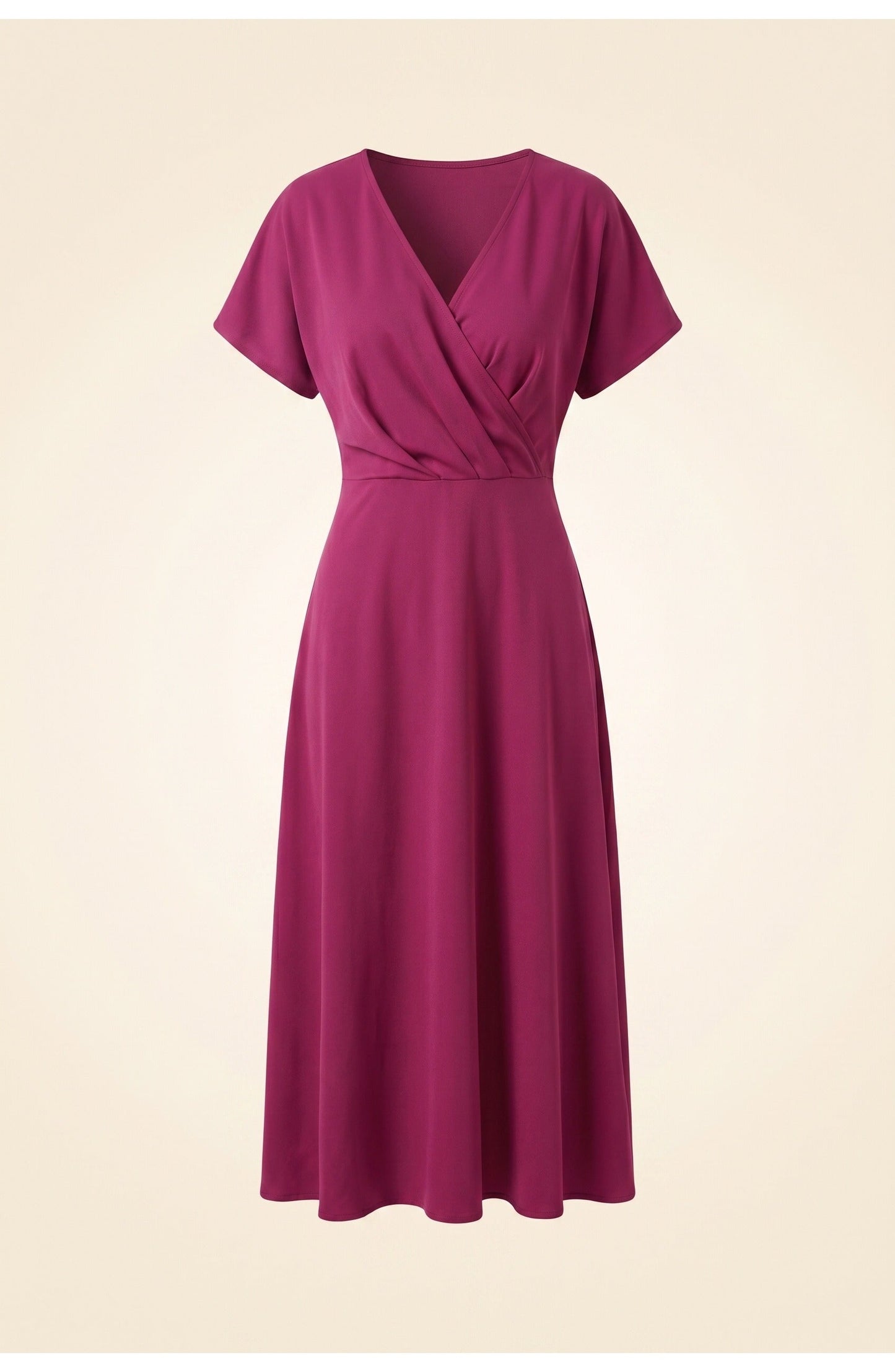 Abito avvolgente elegante con scollatura a V per donne – Abito midi aderente con arricciatura in vita e spacco