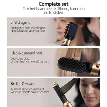 Styler per capelli Glow multifunzionale 5-in-1 con potente tecnologia agli ioni da 1000W, incluso asciugacapelli, piastra per capelli