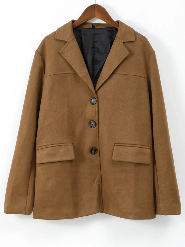 Sophie - Giacca reversibile con tasche in marrone - Cappotto autunnale versatile e caldo con maniche lunghe per donne