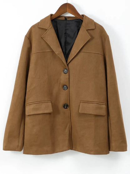 Sophie - Giacca reversibile con tasche in marrone - Cappotto autunnale versatile e caldo con maniche lunghe per donne
