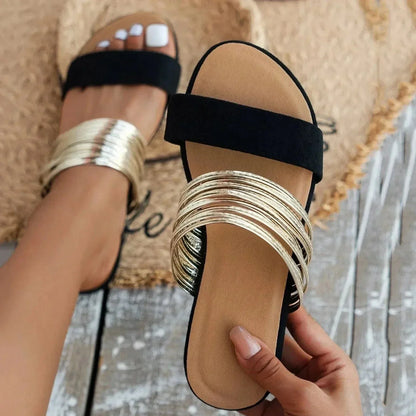 Eleganti Sandali Slip-On con Dettagli Metallici – comodi e alla moda per donne