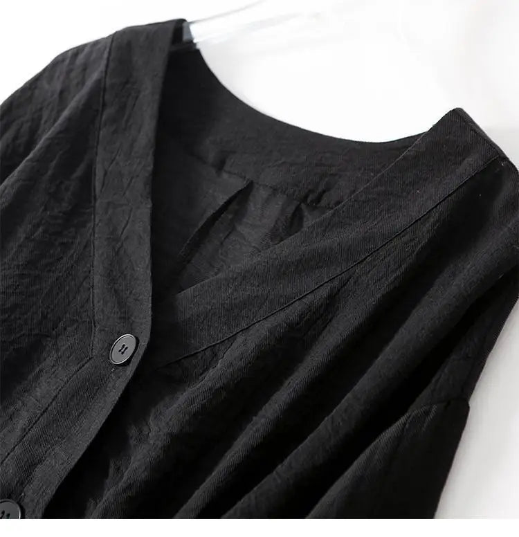 Blusa in lino leggera con maniche a palloncino per donne – Top estivo con scollo a V