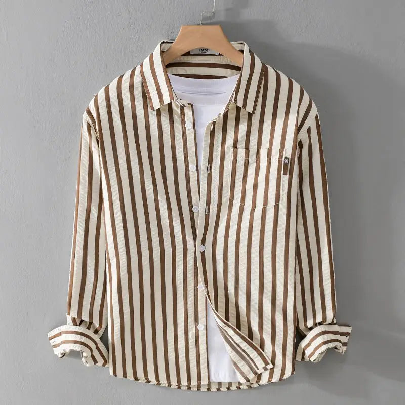 Camicia a righe leggera da uomo con bottoni – Aria, Moderna e Versatile