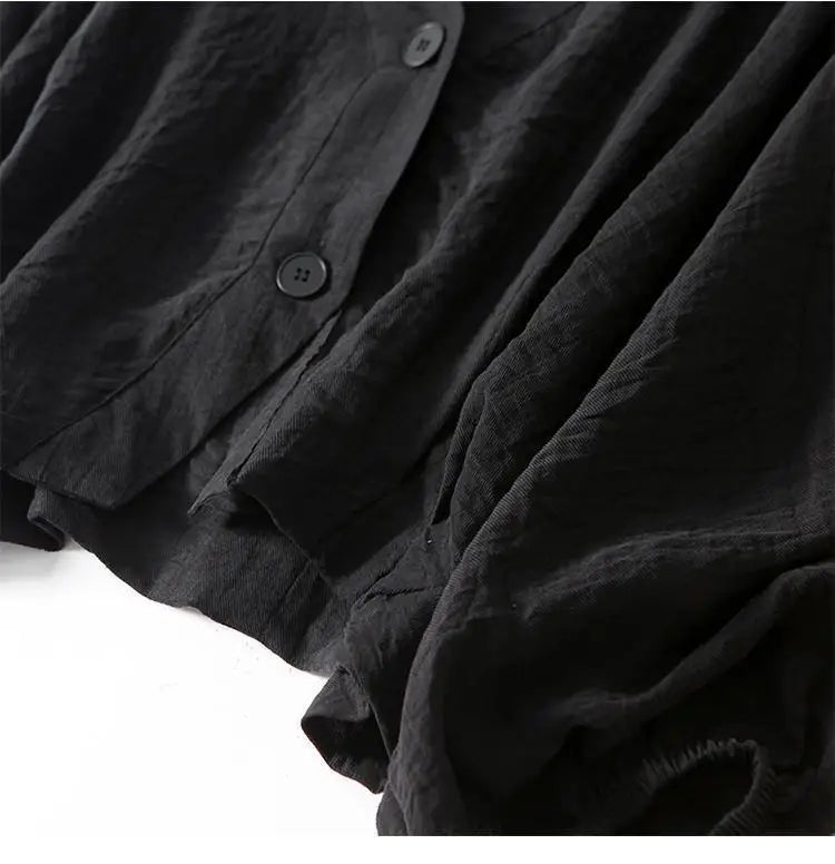 Blusa in lino leggera con maniche a palloncino per donne – Top estivo con scollo a V