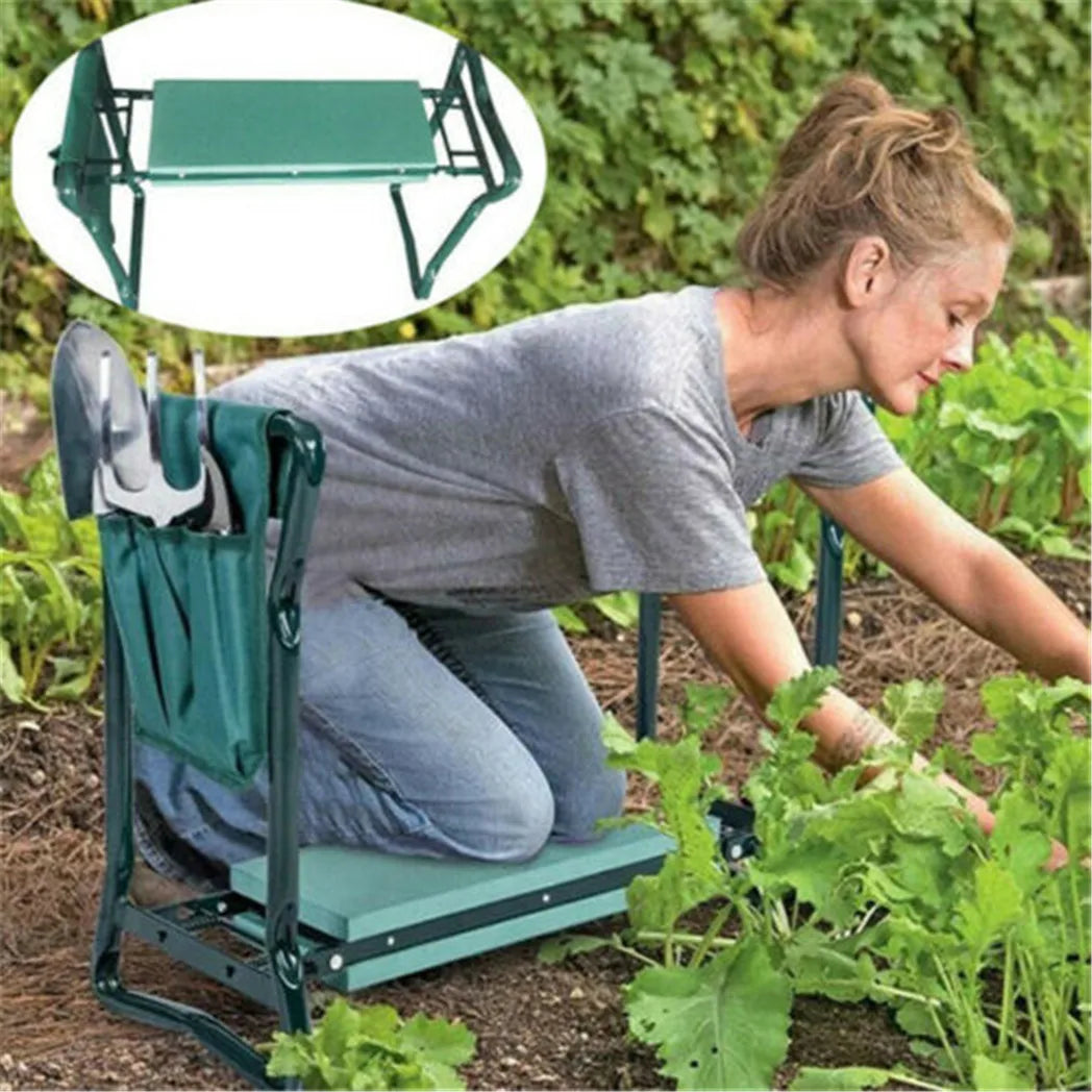Jardek - Sgabello pieghevole per il giardino con tasche per le ginocchia
