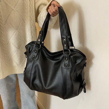 Marine - Grande borsa a mano in pelle morbida