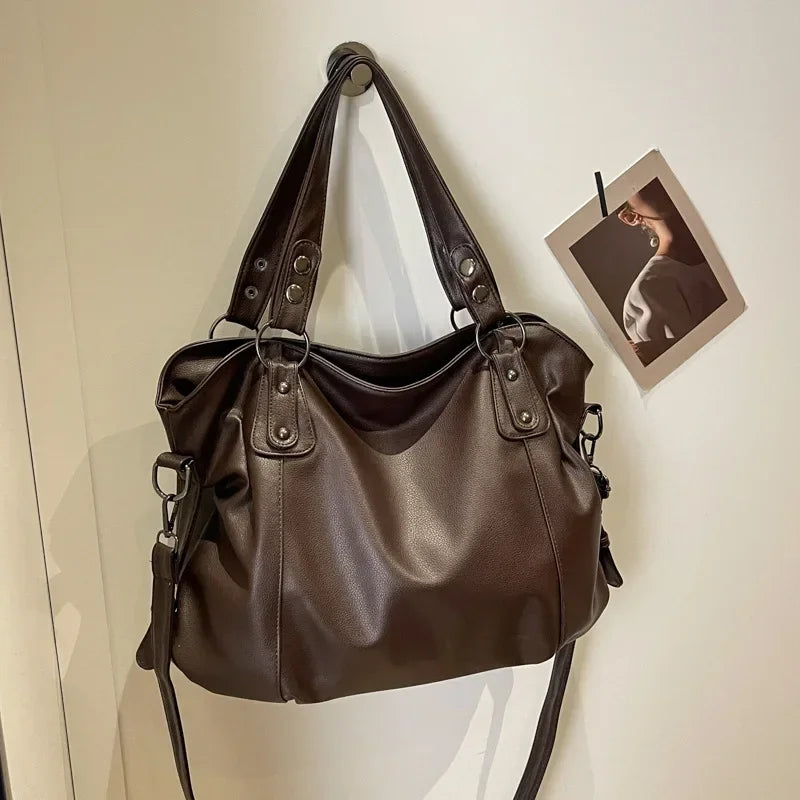 Marine - Grande borsa a mano in pelle morbida