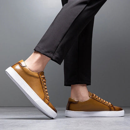 Sneaker in pelle da uomo moderne con suola bianca – Scarpe casual eleganti per il quotidiano e il business