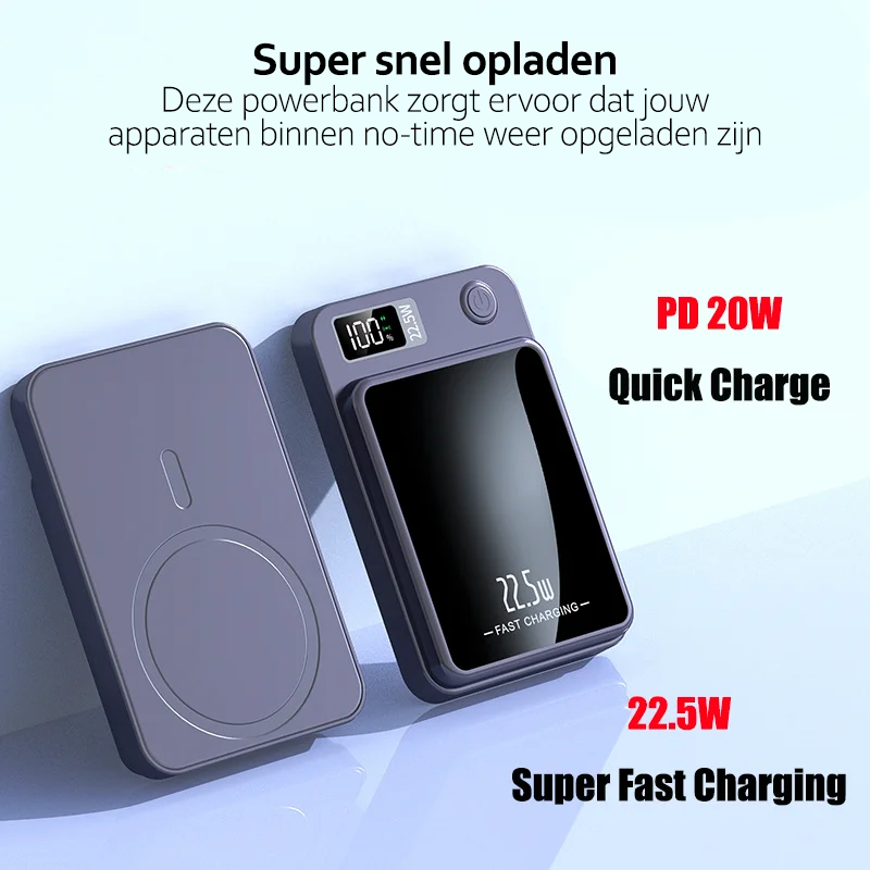 VoltZen - Batteria Esterna Magnetica Wireless | Powerbank Wireless | Compatibile con MagSafe