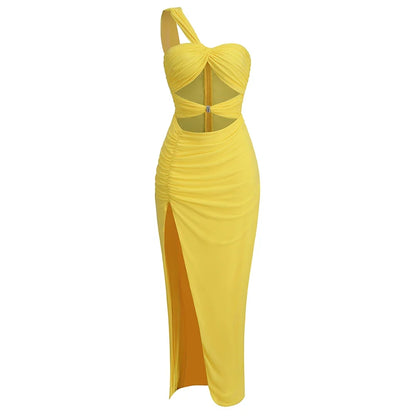 Elegante Maxi Abito per Donne con Cut-Out e Spacco – Sottolinea la Figura e Glamour