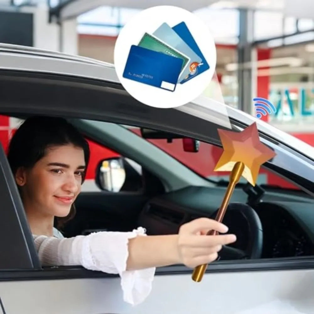 Bastone Magico per Portacarte 3D | Portacarte di pagamento contactless con stella | Oggi: 1+1 GRATIS