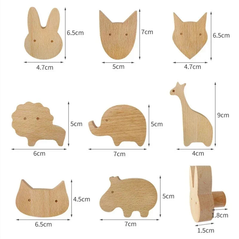 BoisMalin - Ganci a muro giocosi in legno con motivi animali