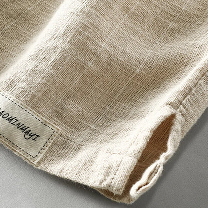 Pantaloni Corti Leggeri in Lino per Uomini – Pantaloni Estivi Traspiranti con Coulisse e Design a Righe