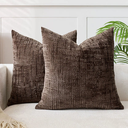 BambouLuxe - Fodera decorativa per cuscino in chenille con struttura in bambù