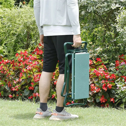 Jardek - Sgabello pieghevole per il giardino con tasche per le ginocchia