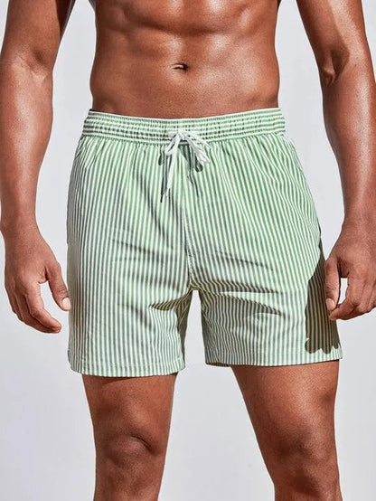 Pantaloni da bagno a righe per uomo con cordoncino – Pantaloni estivi leggeri e ad asciugatura rapida