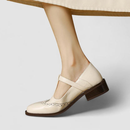 Eleganti scarpe Mary Jane in pelle con tacco a blocco e fibbia per donne – Comode e senza tempo