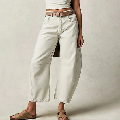 Jeans casual da donna con gamba larga e vita alta – Comodi pantaloni in denim loose-fit