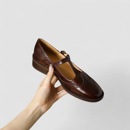 Eleganti scarpe Mary Jane in pelle con tacco a blocco e fibbia per donne – Comode e senza tempo
