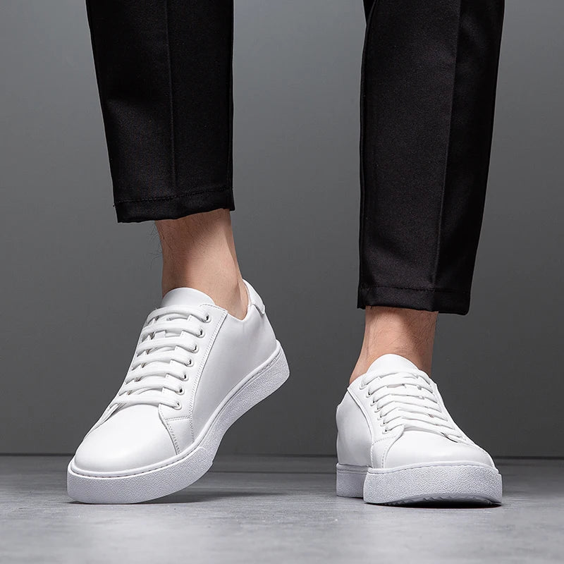 Sneaker in pelle da uomo moderne con suola bianca – Scarpe casual eleganti per il quotidiano e il business