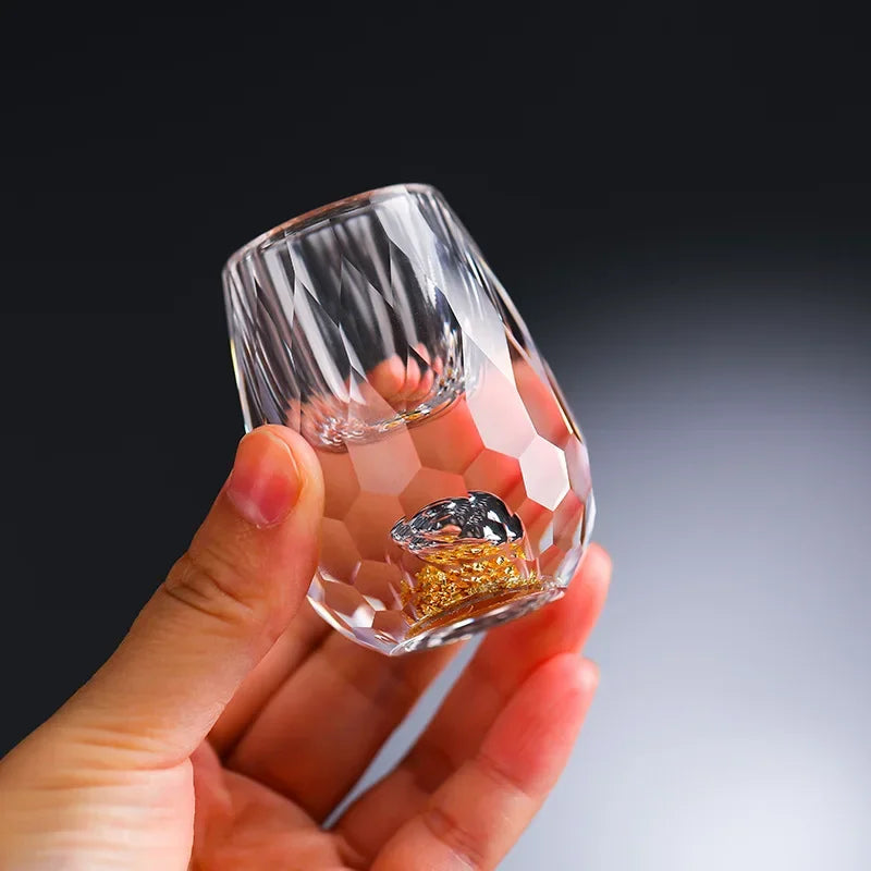 Kinverre - Bicchiere per Sake Giapponese con Foglia d'Oro Applicata a Mano