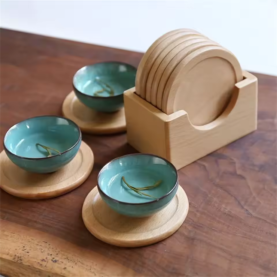 ArtboisZen - Set di Sottobicchieri in Legno Giapponese