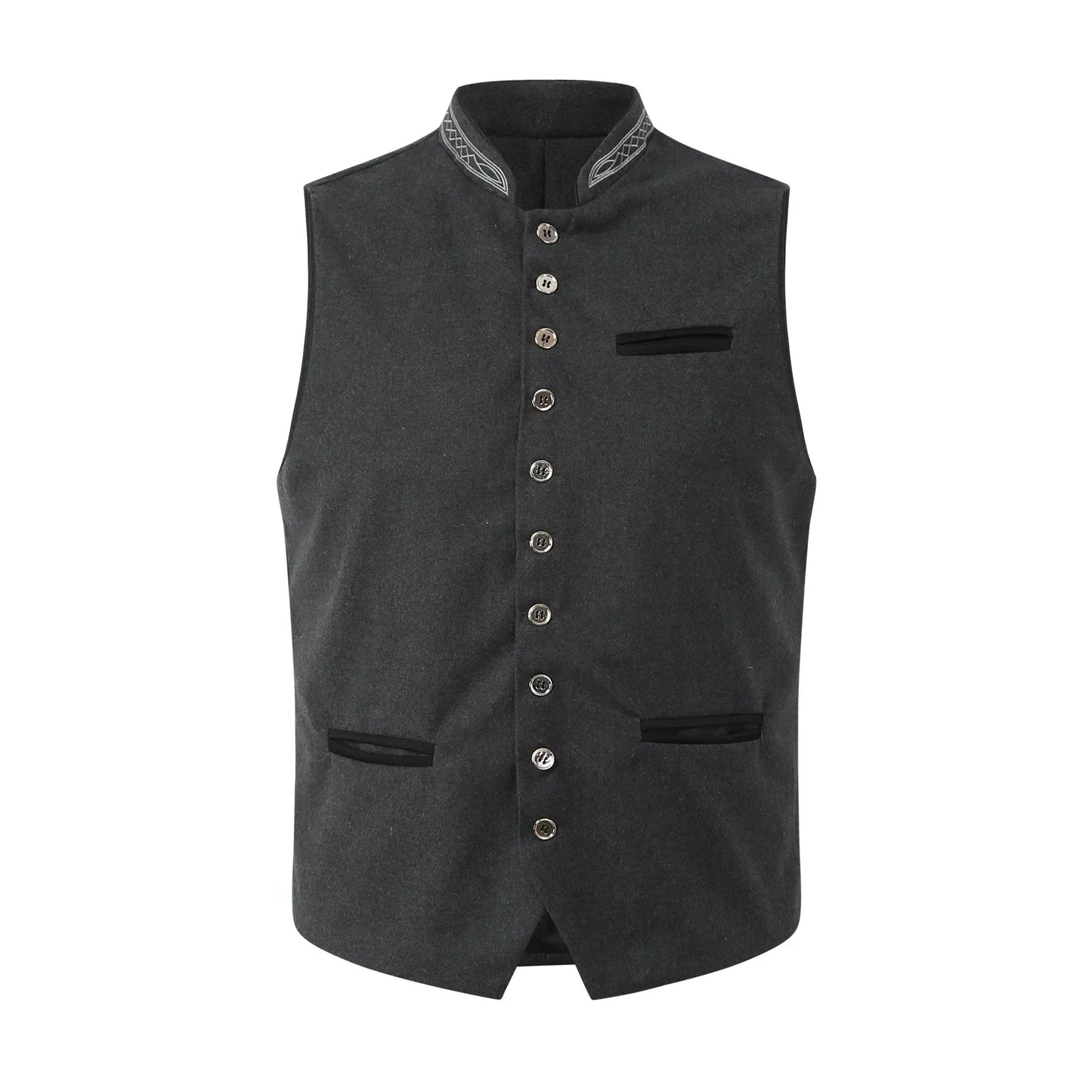Elegante gilet da uomo in stile tradizionale con colletto alto – Classica chiusura a bottoni e stile senza tempo