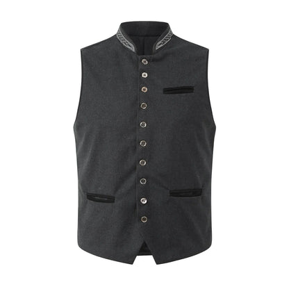 Elegante gilet da uomo in stile tradizionale con colletto alto – Classica chiusura a bottoni e stile senza tempo