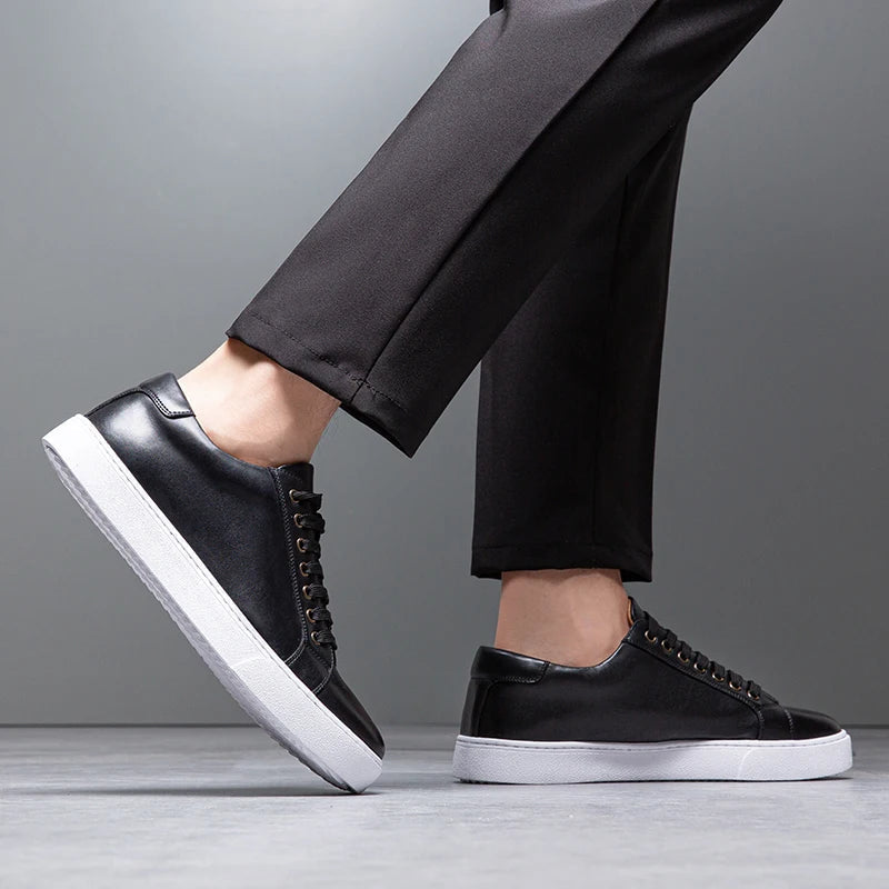 Sneaker in pelle da uomo moderne con suola bianca – Scarpe casual eleganti per il quotidiano e il business