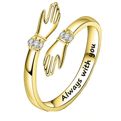 Anello abbraccio per donne con zirconi – Anello d'amore regolabile "Sempre con te"