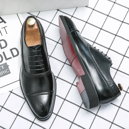 Eleganti scarpe da business in pelle con suola antiscivolo – Scarpe stringate classiche per uomini