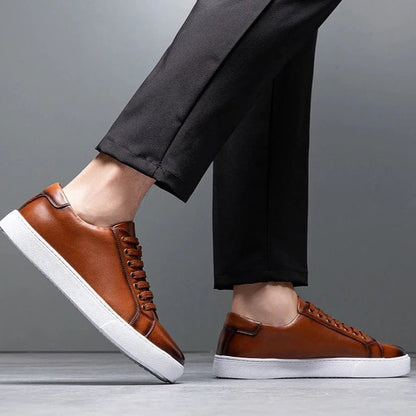 Sneaker in pelle da uomo moderne con suola bianca – Scarpe casual eleganti per il quotidiano e il business