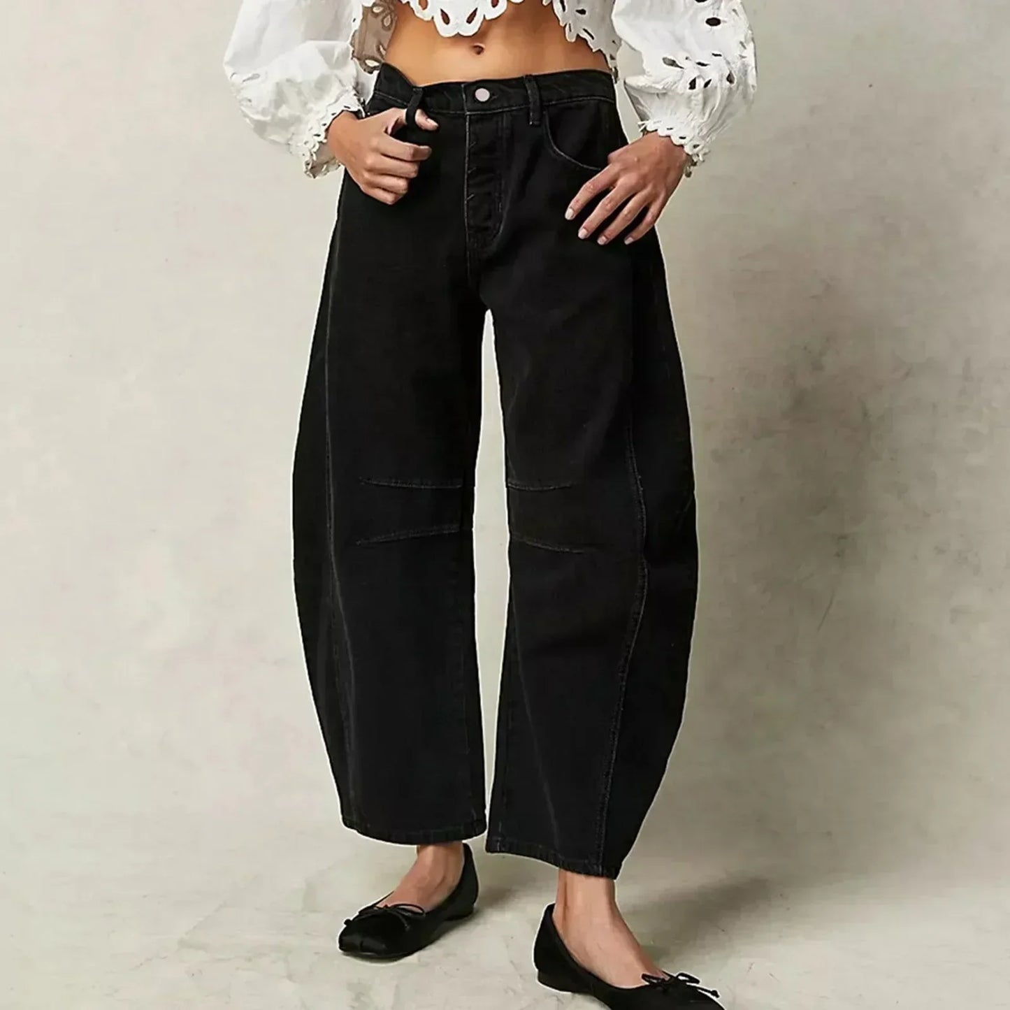 Jeans casual da donna con gamba larga e vita alta – Comodi pantaloni in denim loose-fit
