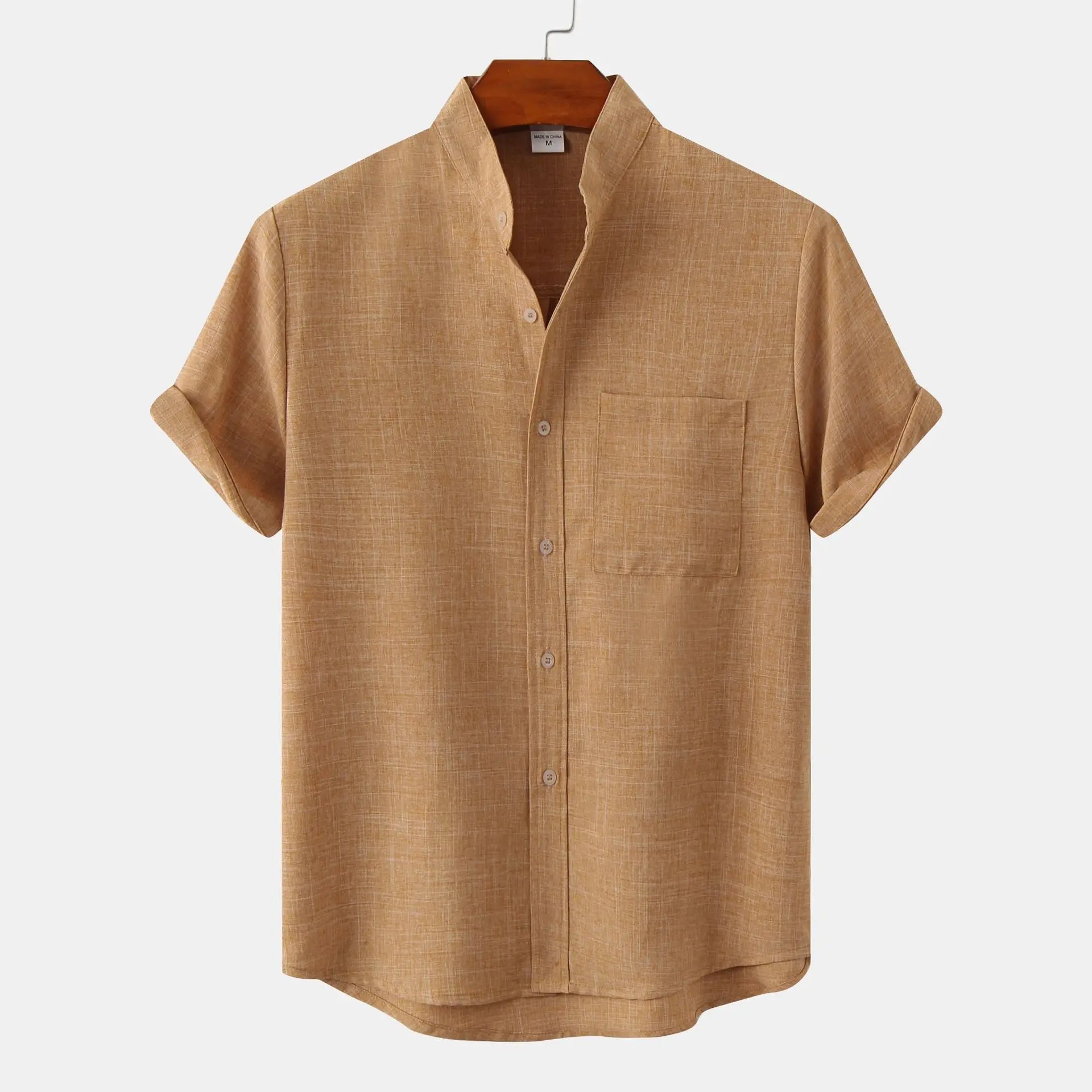 camicia lino uomo maniche corte con taschino