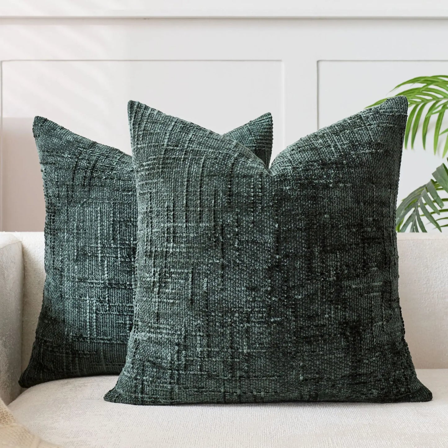 BambouLuxe - Fodera decorativa per cuscino in chenille con struttura in bambù