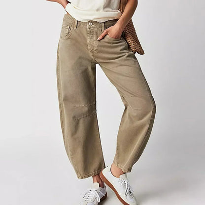 Jeans casual da donna con gamba larga e vita alta – Comodi pantaloni in denim loose-fit