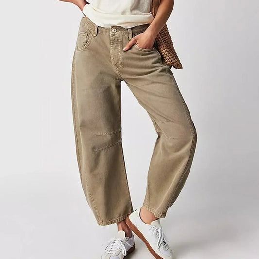 Jeans casual da donna con gamba larga e vita alta – Comodi pantaloni in denim loose-fit