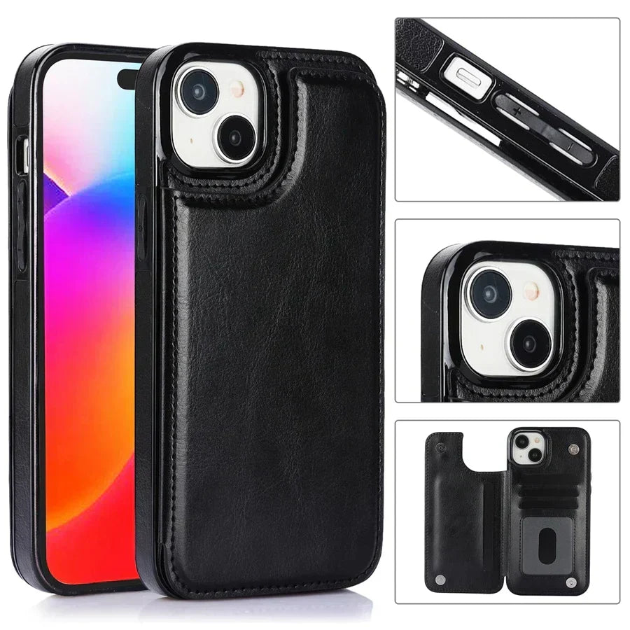 Magnoria - Borsa in pelle di lusso per smartphone con scomparti per carte, area foto e chiusura magnetica