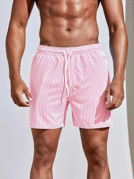 Pantaloni da bagno a righe per uomo con cordoncino – Pantaloni estivi leggeri e ad asciugatura rapida