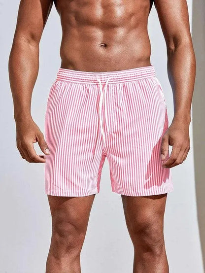 Pantaloni da bagno a righe per uomo con cordoncino – Pantaloni estivi leggeri e ad asciugatura rapida