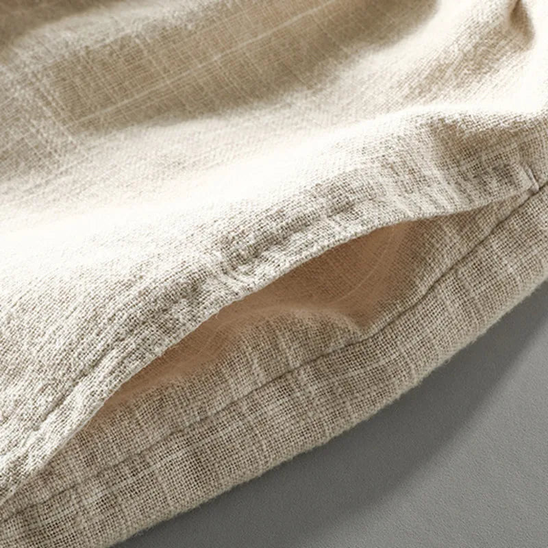 Pantaloni corti leggeri in lino per uomo – Pantaloni estivi traspiranti con cordoncino e design a righe