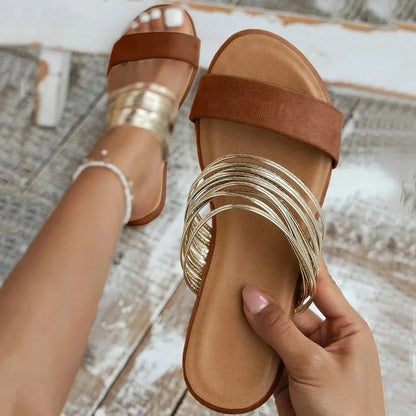 Eleganti Sandali Slip-On con Dettagli Metallici – comodi e alla moda per donne