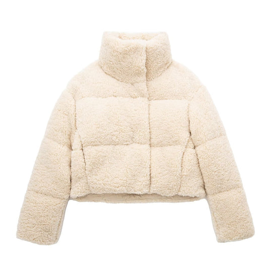 Firenze - Giacca corta in teddy, morbida ed elegante, con colletto e zip