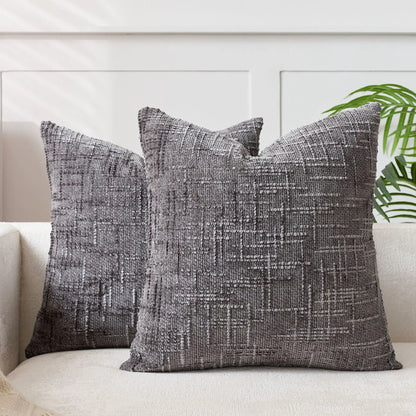 BambouLuxe - Fodera decorativa per cuscino in chenille con struttura in bambù